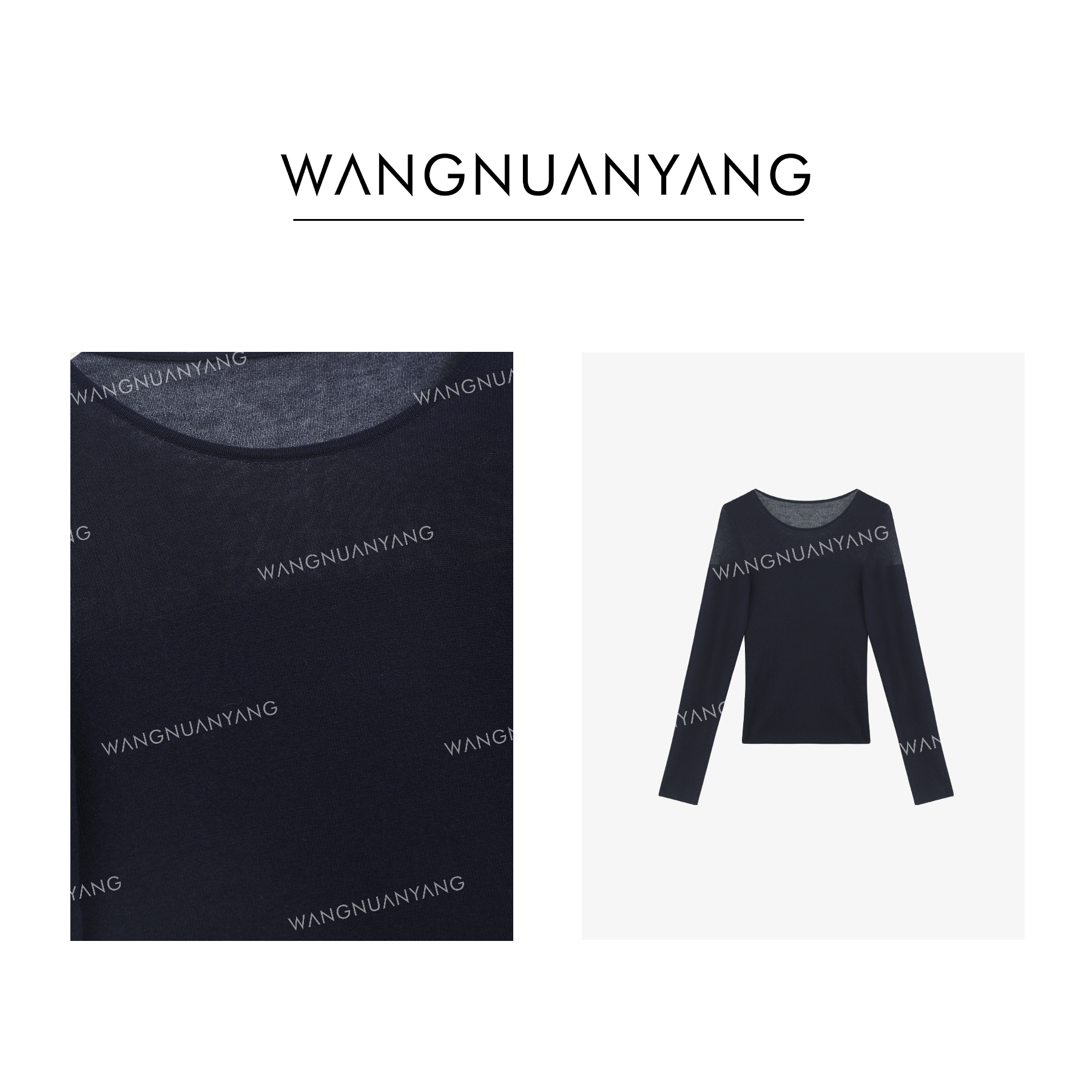 【王暖阳】自由呼吸2.0|早秋新款半透视时髦拼接修身显瘦针织上衣