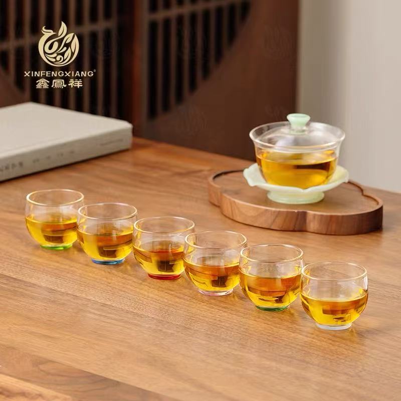 鑫凤祥景和杯高圆杯玻璃小茶杯家用客杯品茗杯功夫茶具透明主人杯