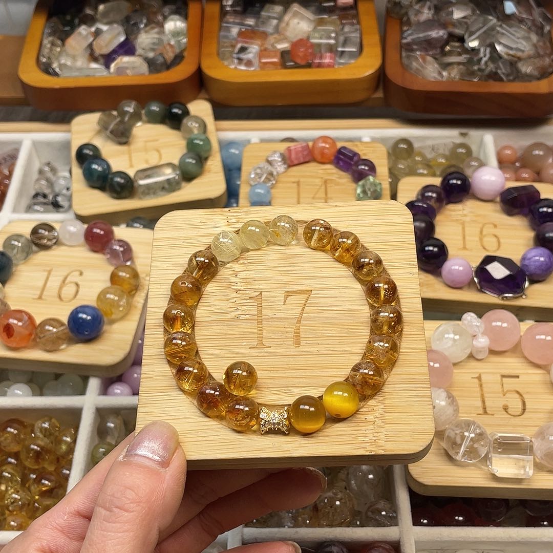 烟晶手链合金安*水晶