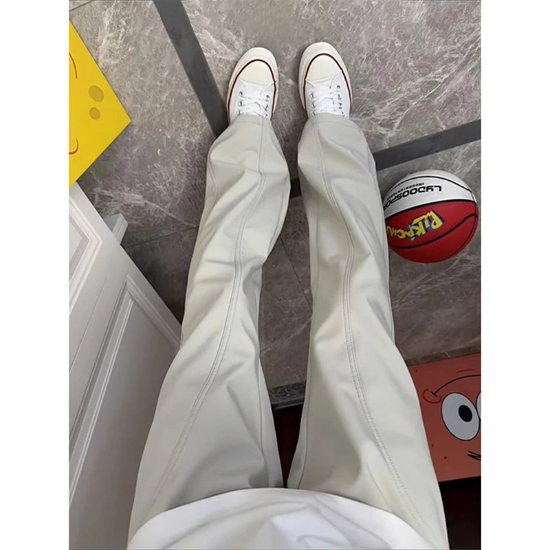 美式微喇裤子男款秋冬保暖斜切冲锋裤软壳防水风直筒显腿长休闲裤