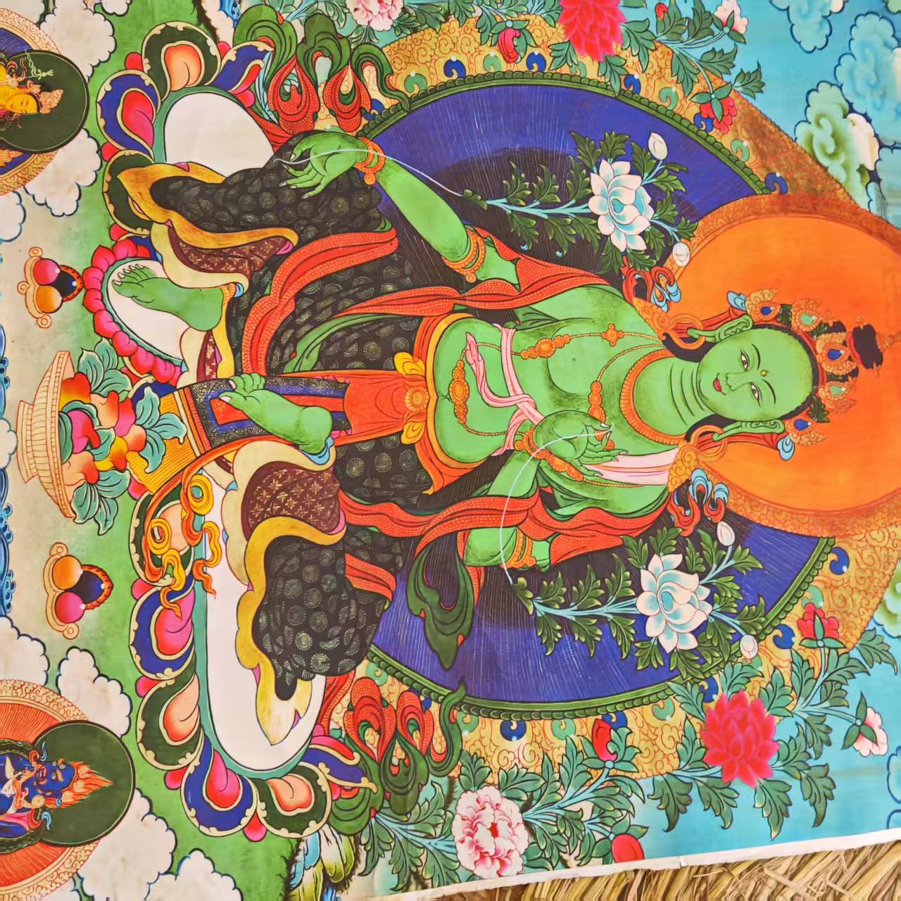 高端精品绿度母绘画类唐卡51