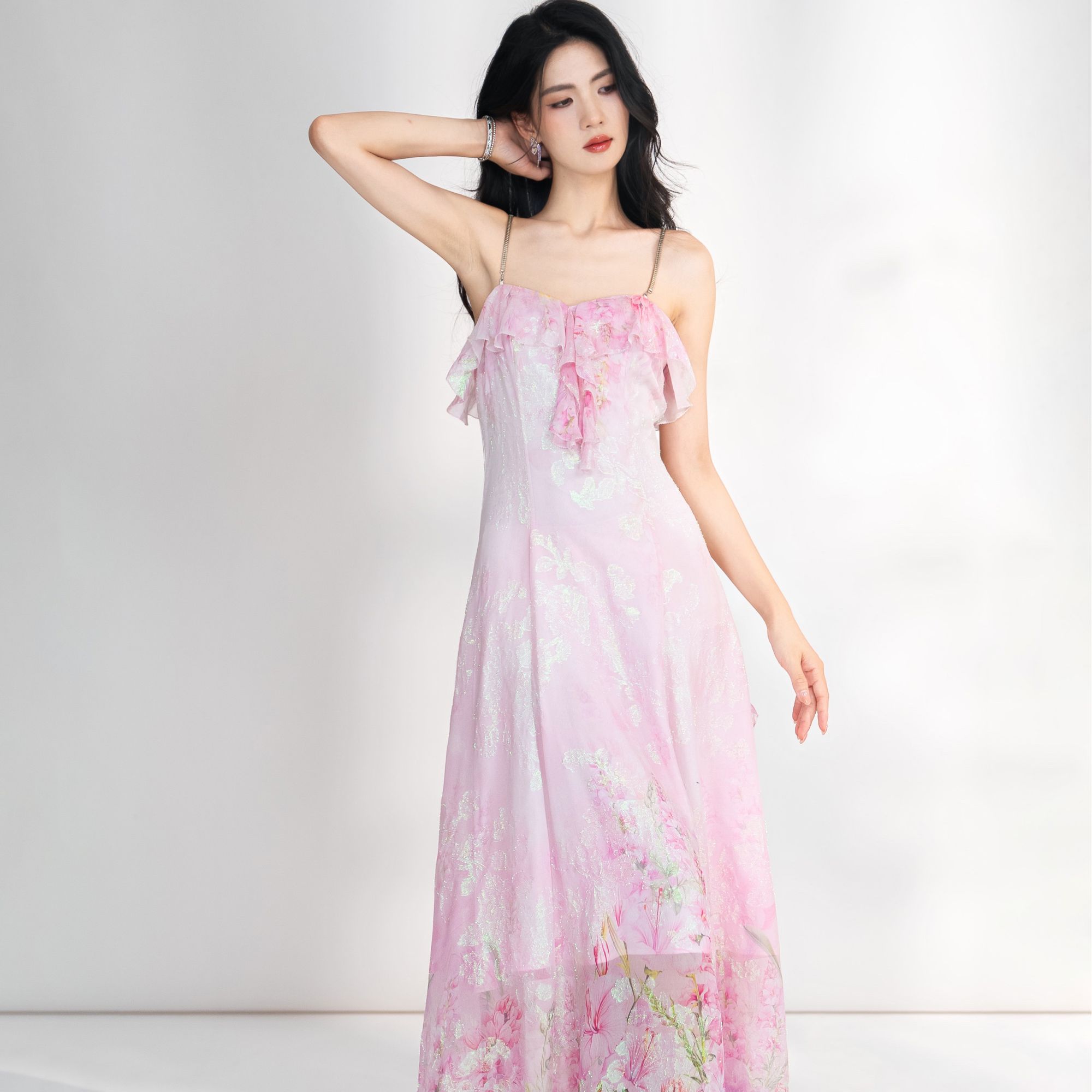 【设计师品牌】YINGCHOI 夏季金皮太阳花吊带裙 31967