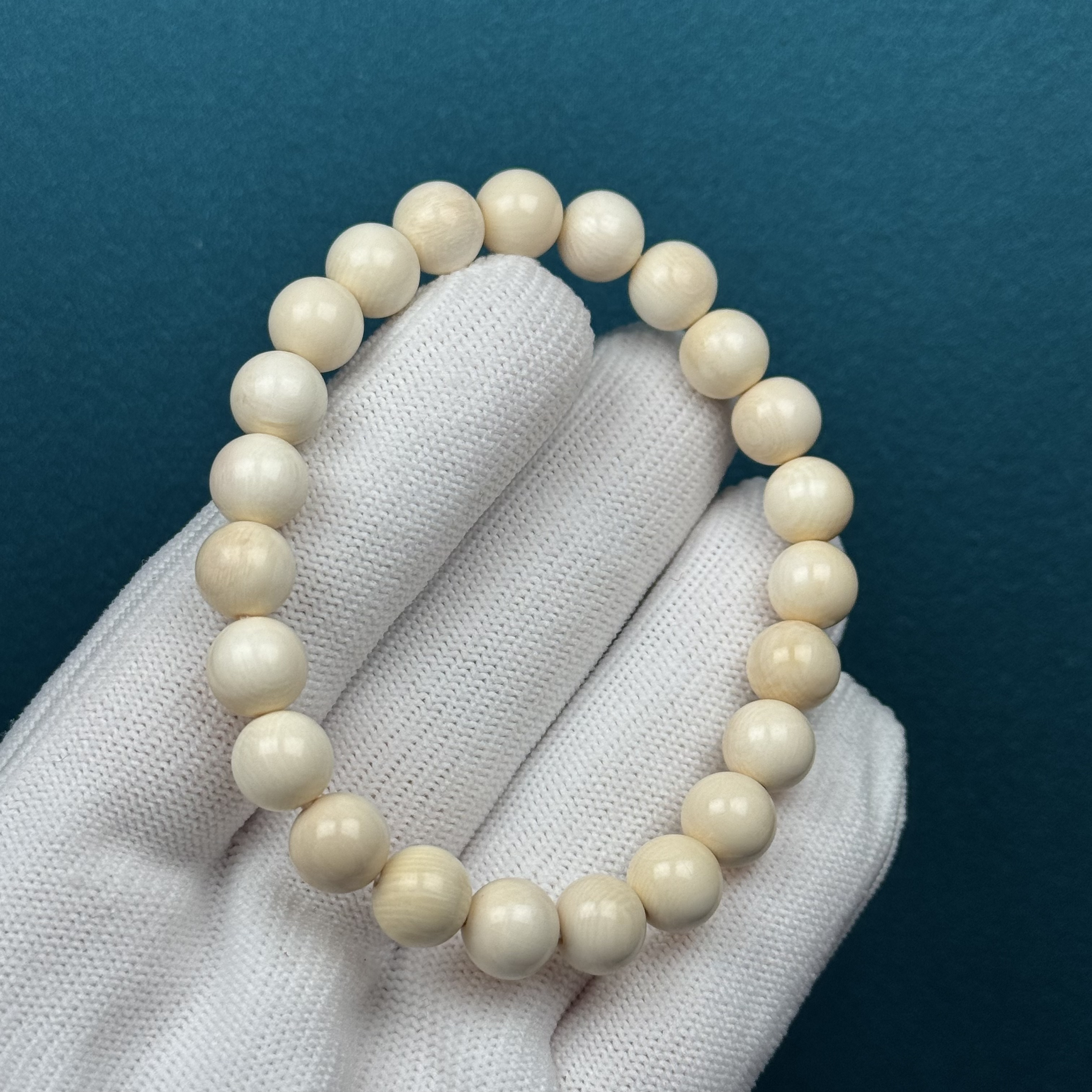 U42-06天然猛犸牙 【微瑕】圆珠手串8+mm支持复检假一罚十
