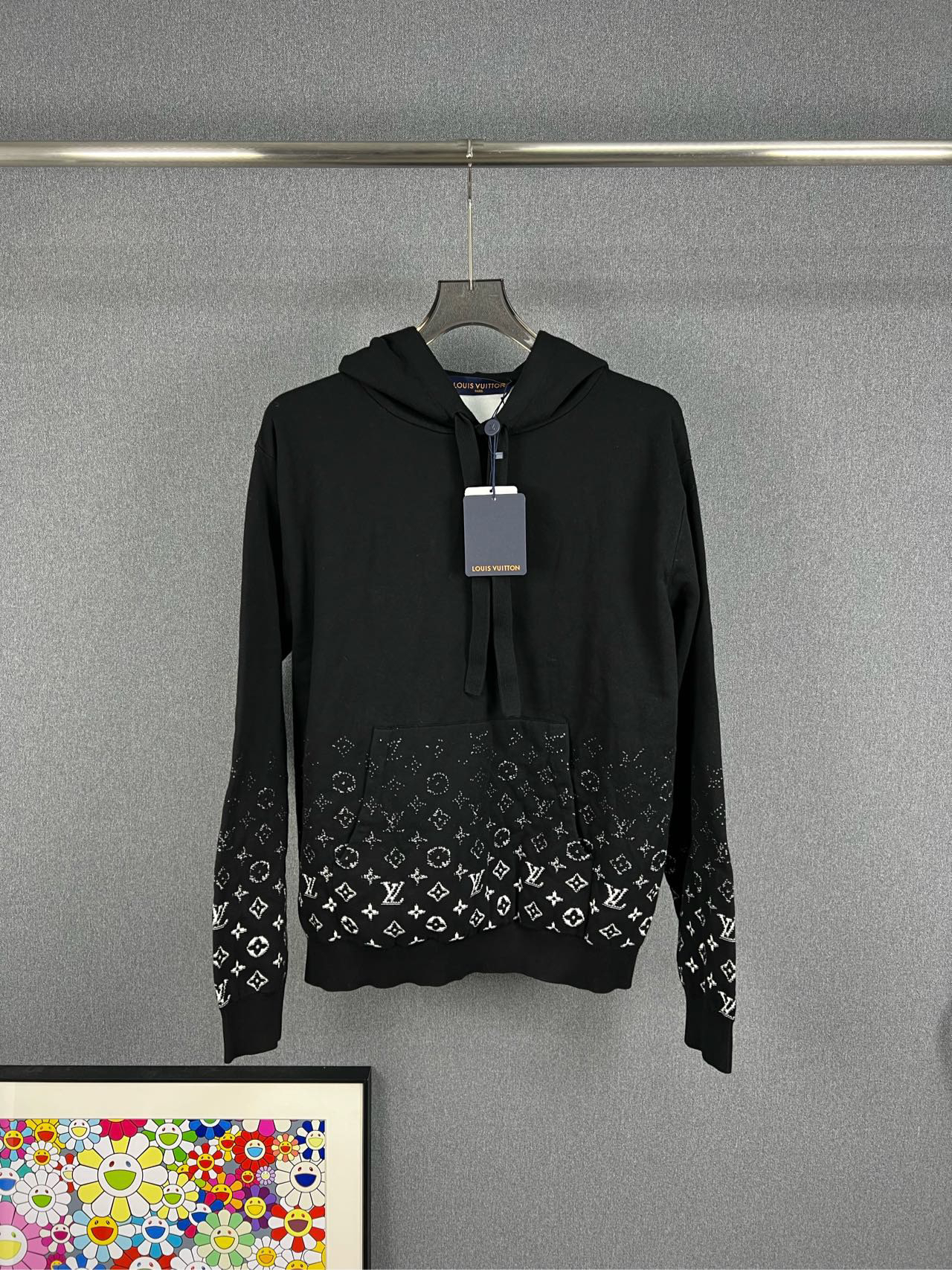 全新未使用 LouisVuitton/路易威登 LV黑白渐变帽衫 M码 A12056