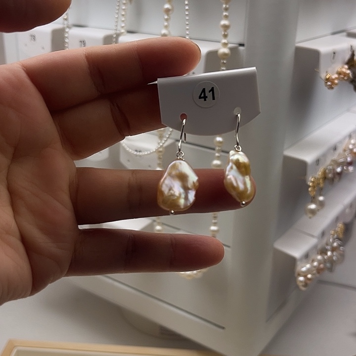 淡水珍珠耳饰银S925镶嵌