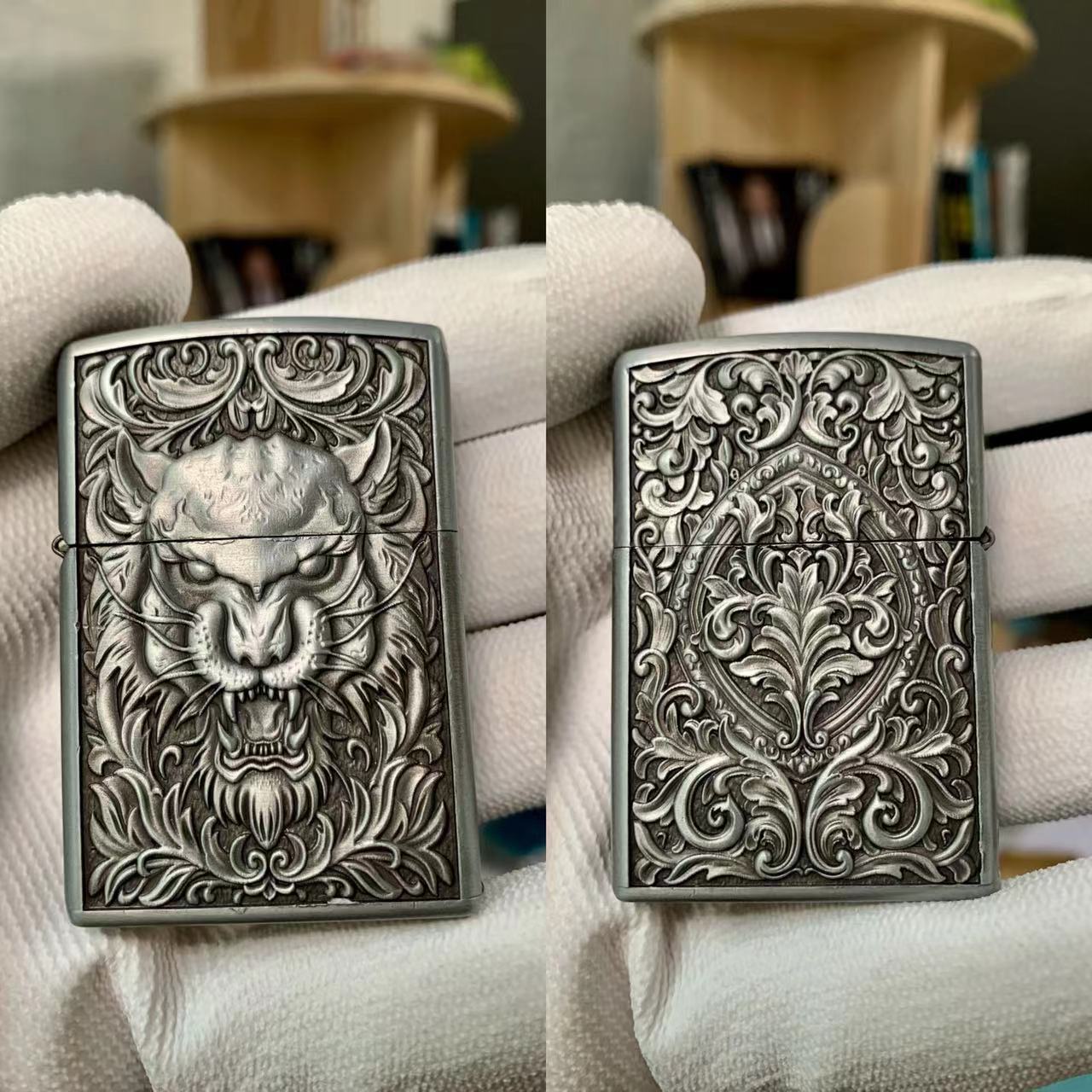 ZORRO佐罗【本色】唐草虎金属煤油火机精美浮雕防风火机【需自配油】