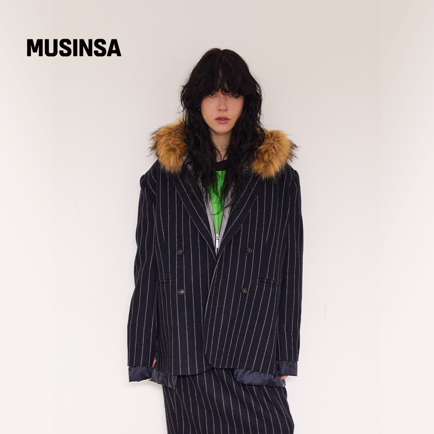 GOODBOY韩国男女25秋季新款情侣职业气质外套细条纹西装MUSINSA