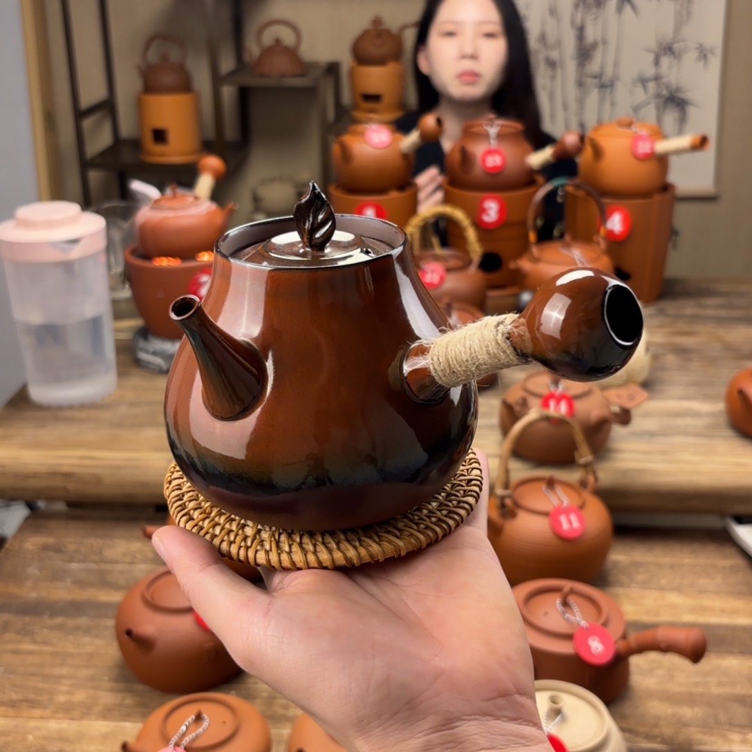 煮水煮茶甘甜 潮州砂铫壶 搭藤垫