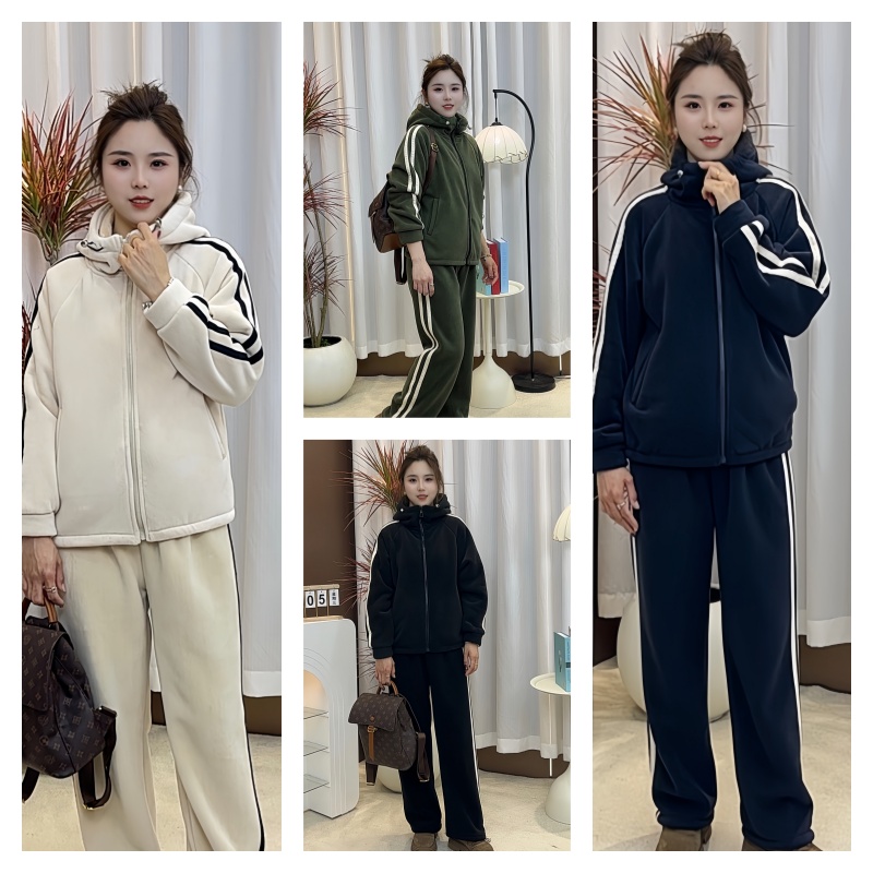 秋冬情侣款海豚绒外穿家居服套装加绒加厚可过冬睡衣-1777