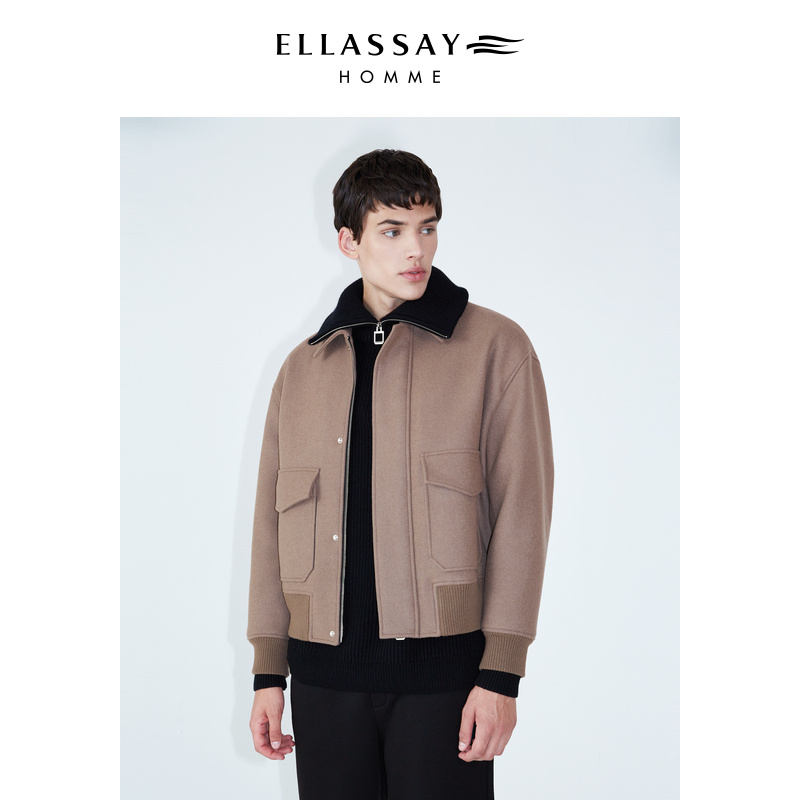 【断码福利】ELLASSAY歌力思男装秋冬满分羊毛双面毛呢翻领夹克男款