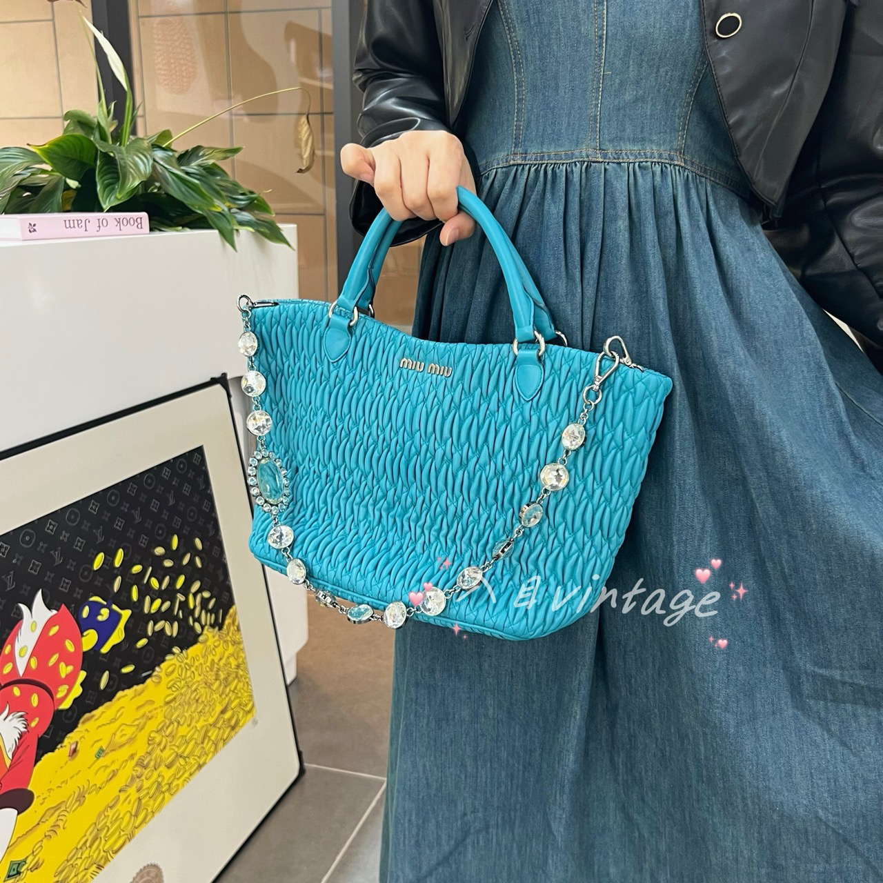 95新 MIU MIU/缪缪 珍甄 褶皱菜篮子手提包 58306