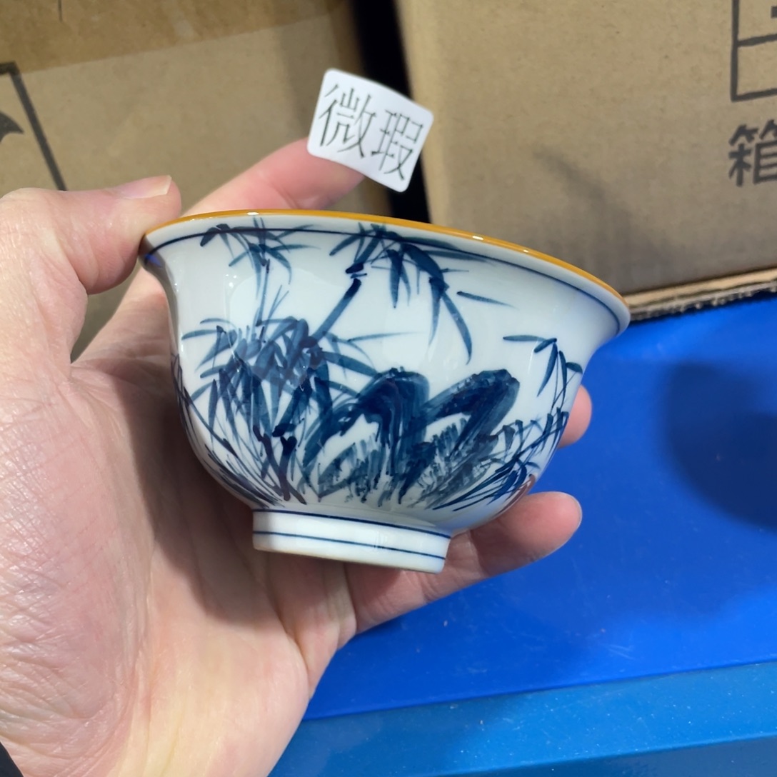 釉下手绘茶具微瑕