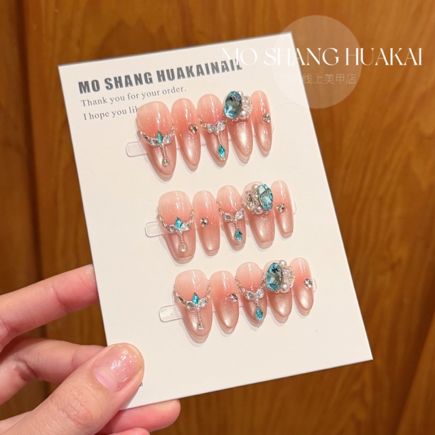 【深海之梦】猫眼气质温柔锆石链条重工精致2080701纯手工穿戴甲