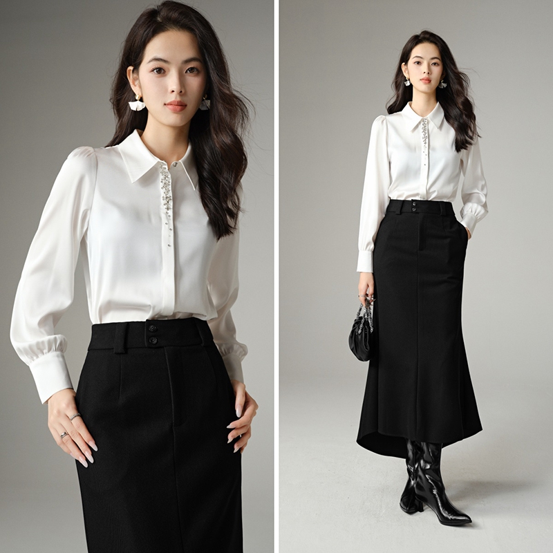【新品】2025翻领上衣干练衬衫女25080831