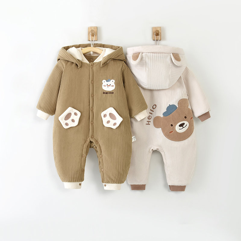 105639新生儿连体衣1-3岁冬季新款初生婴儿宝宝纯棉加厚哈衣爬服