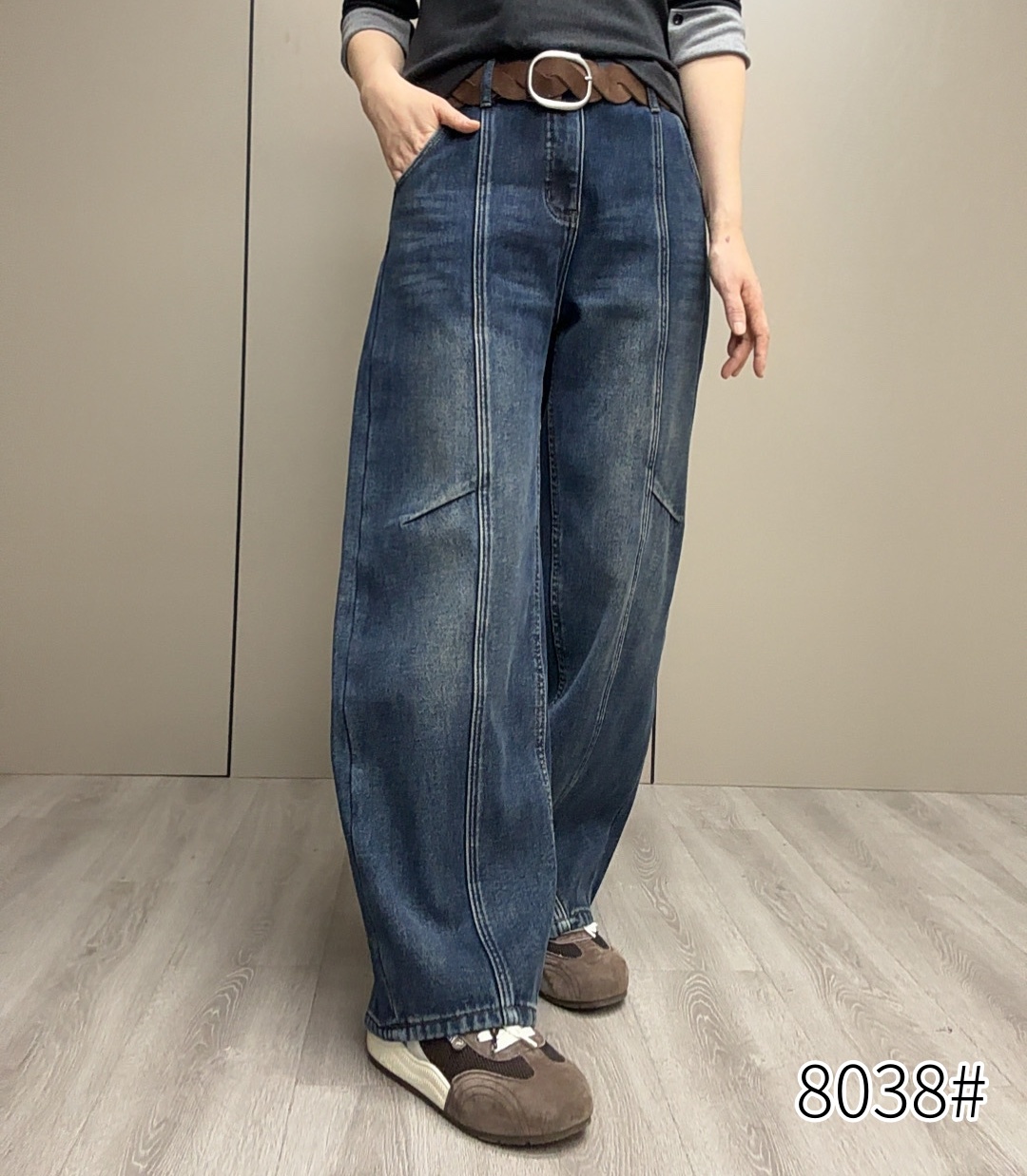 【魅力风】秋冬新款加绒女裤无弹宽松显瘦百搭牛仔裤8038款