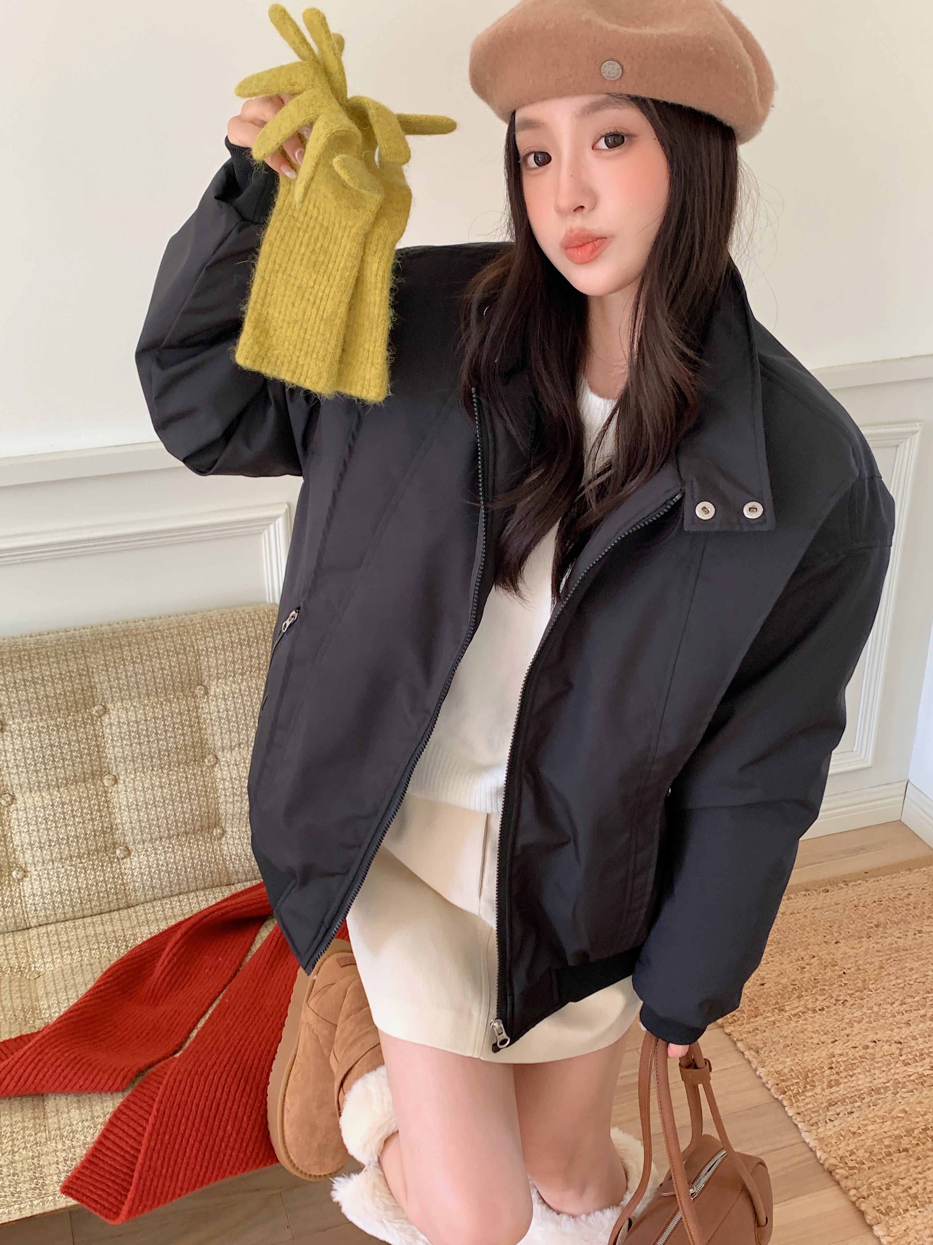 103立领工装夹棉夹克外套男女秋冬加厚保暖棉衣美式情侣潮流棉服