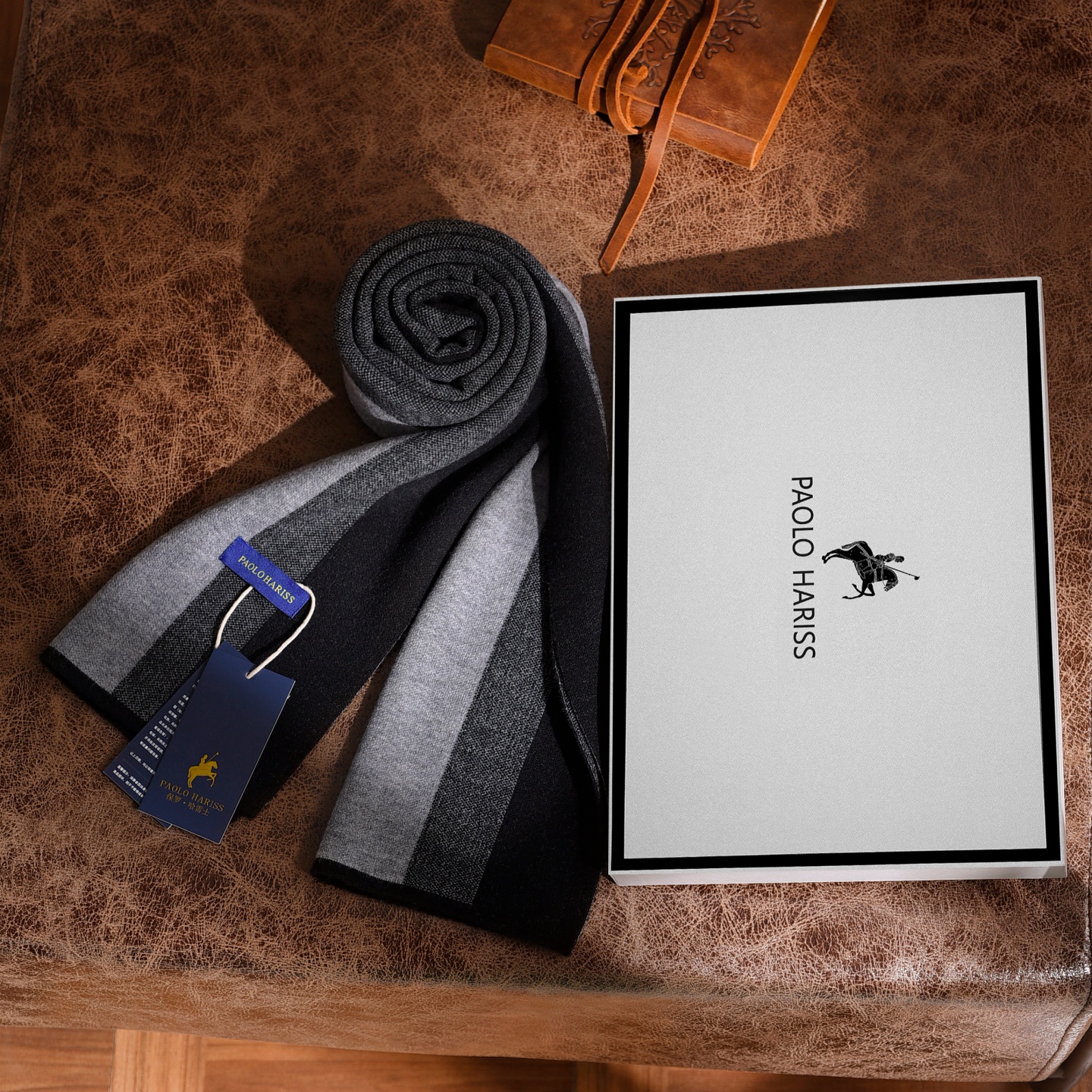保罗纯羊毛围巾男冬季高级感百搭保暖加厚高档礼盒送男友生日礼物