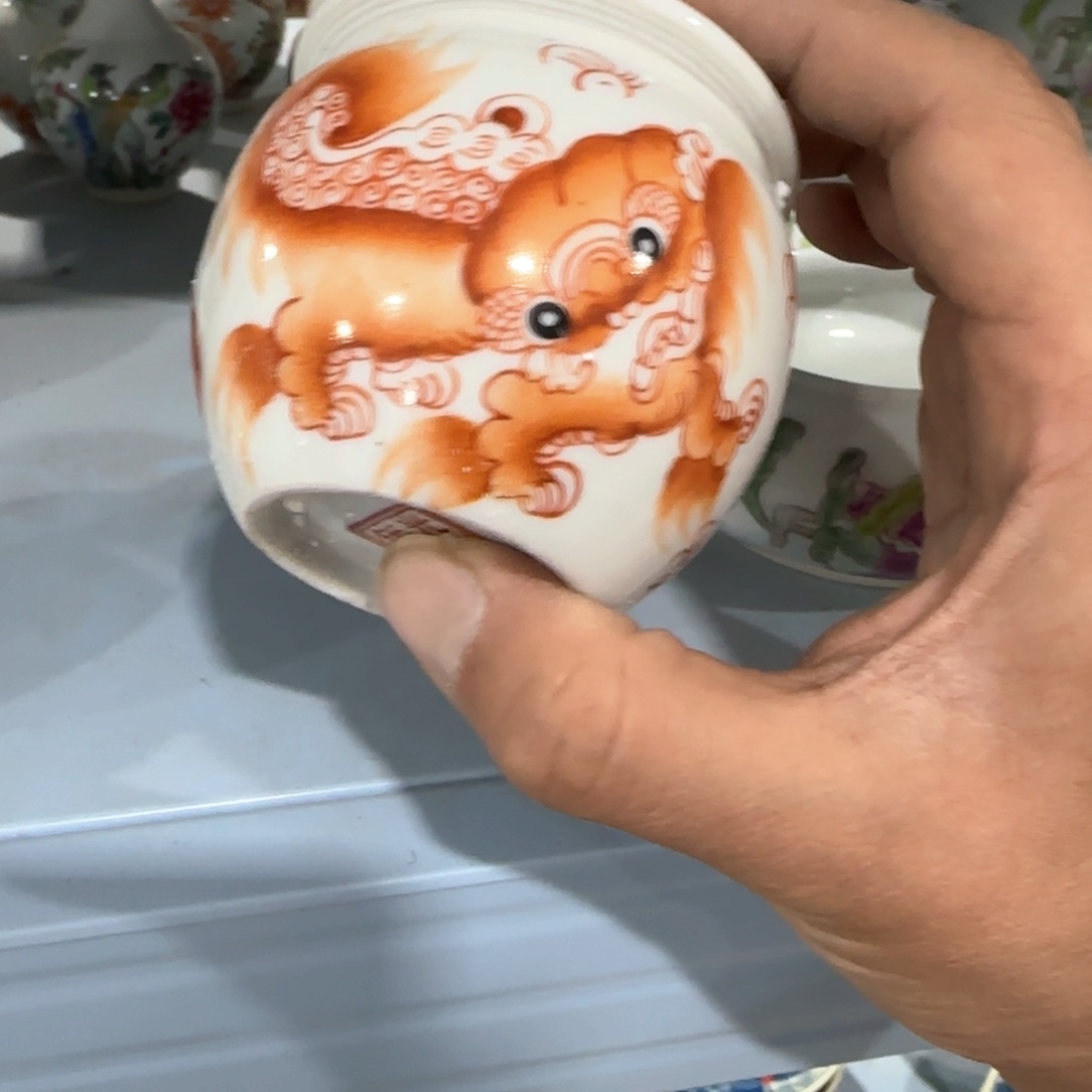 瓷片摆件手绘瓷器年底处理