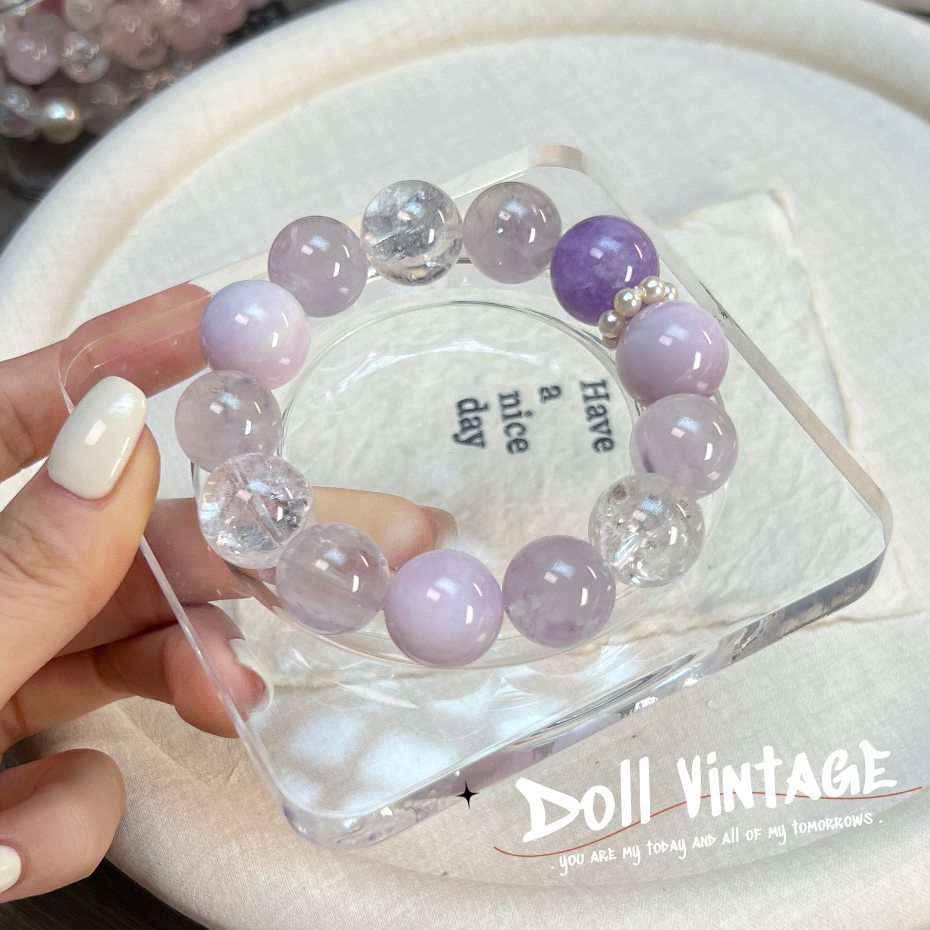 【玫瑰海】A462-紫锂辉紫水晶手串均有色差默认微瑕介意勿拍