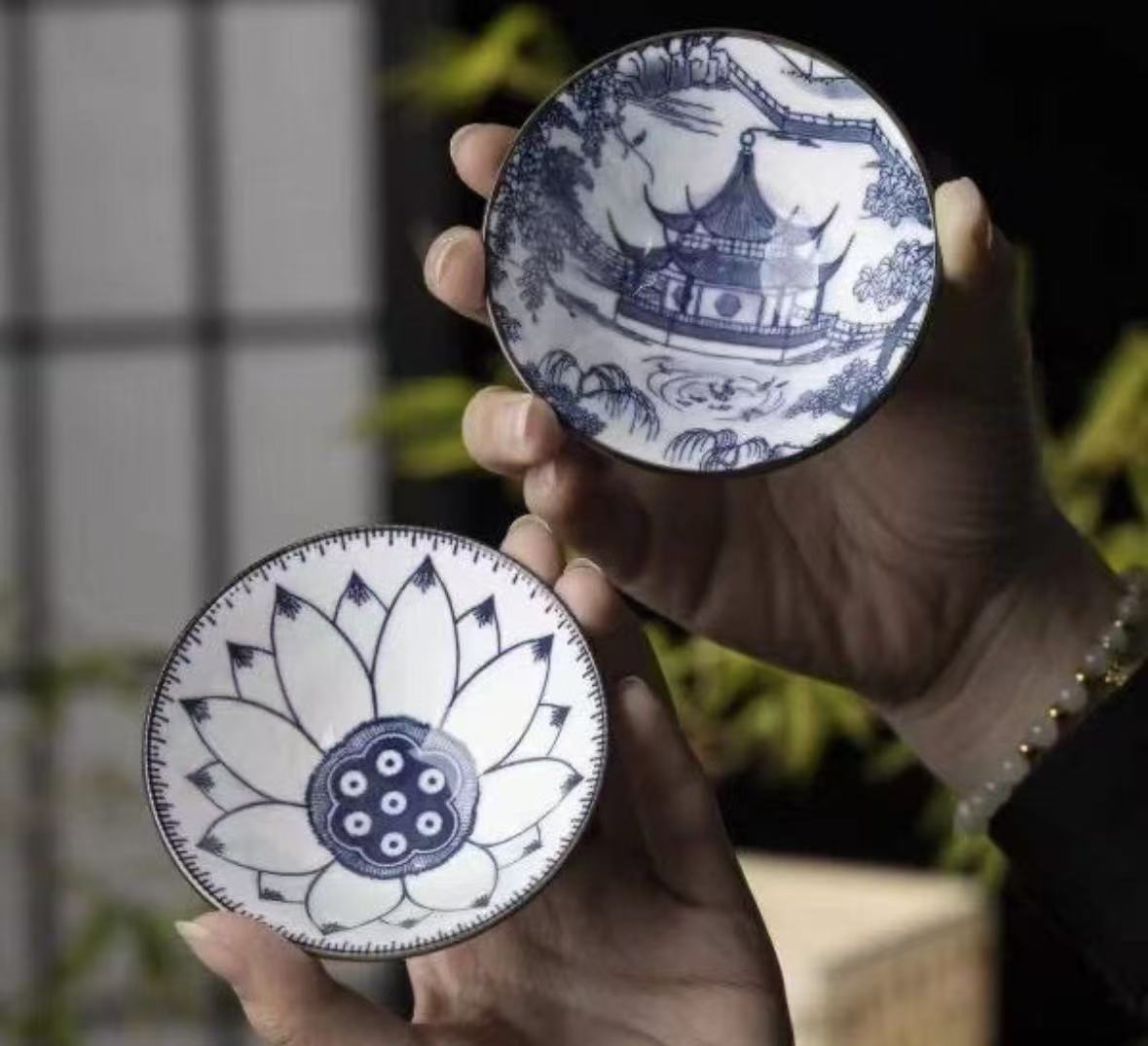 仿古瓷 001粉丝包邮一组青花纹饰釉下彩风格家用整套品茗