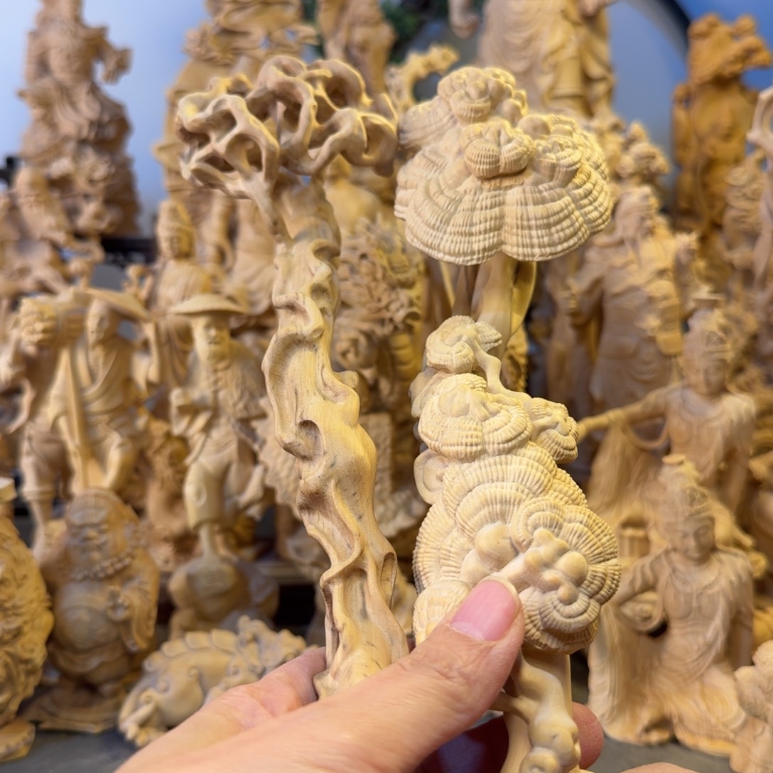 九***生黄杨木小叶黄杨木30长灵芝如意镂空如意