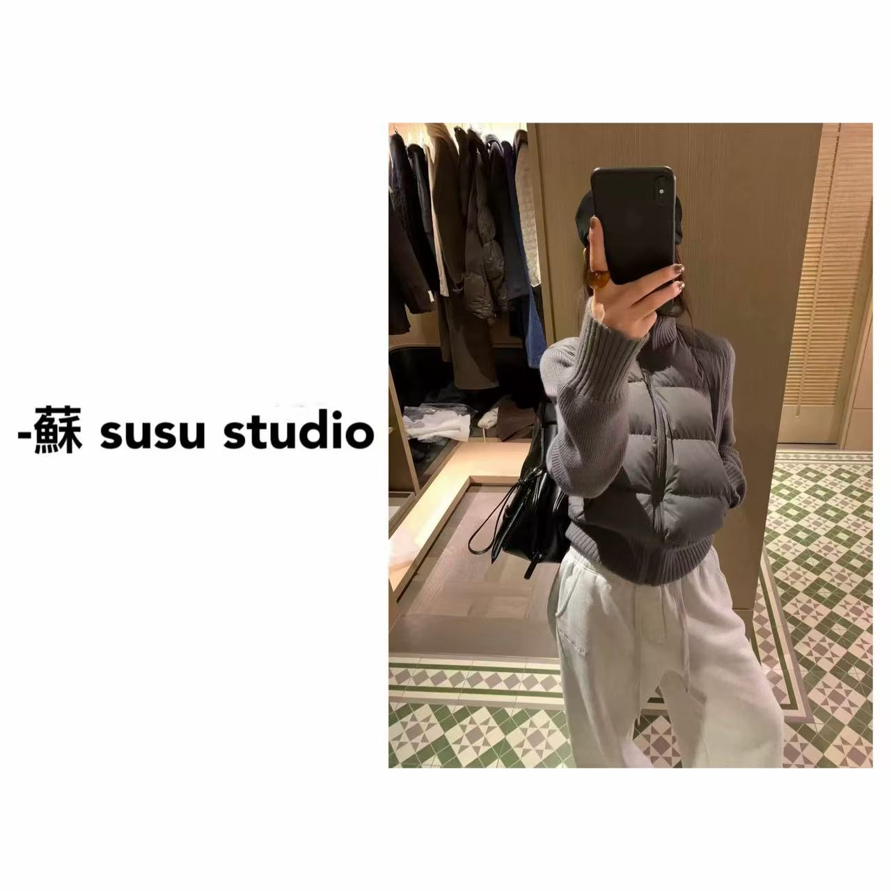 SU  短款拼接针织常规袖冬季纯色90羽绒马甲 H0906