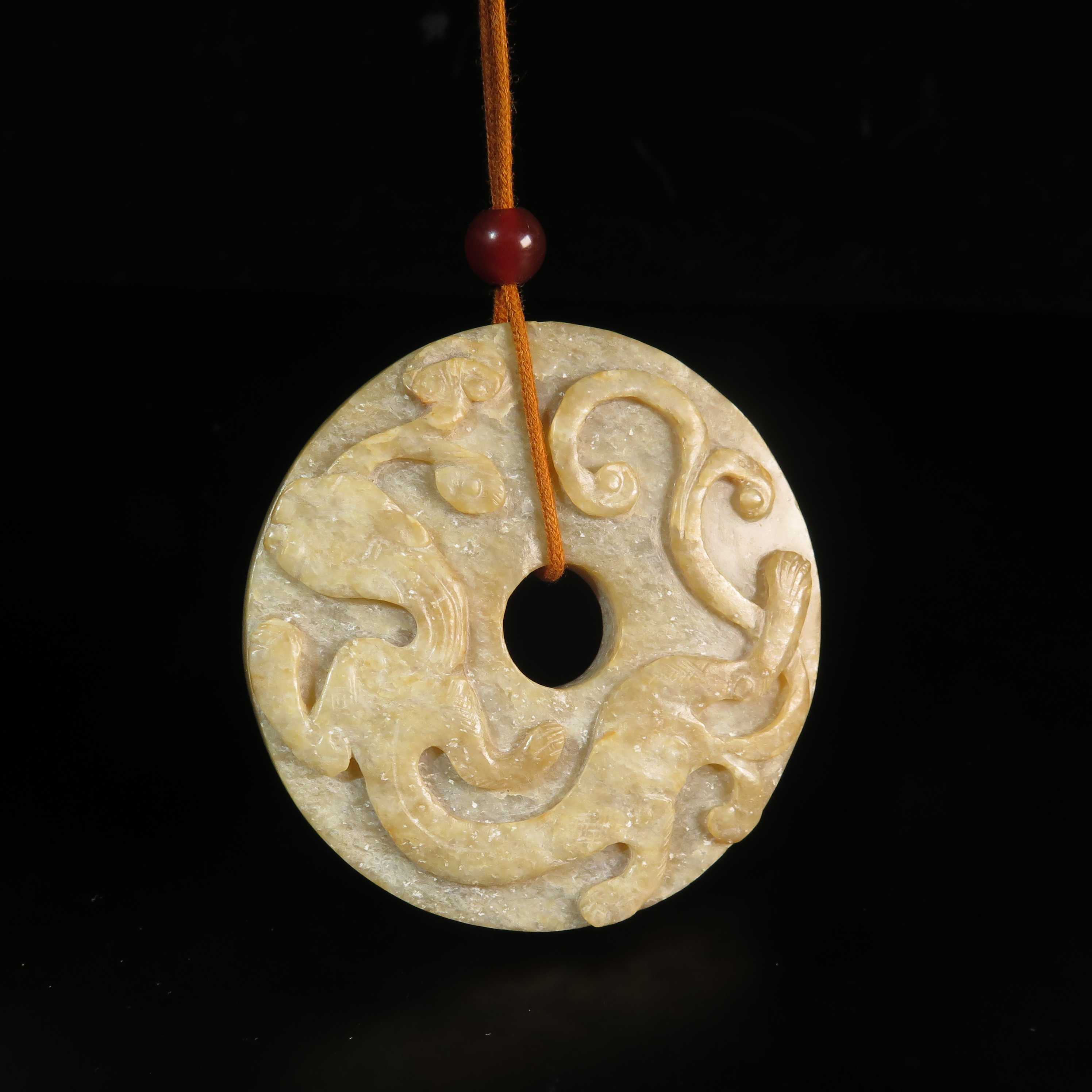 清代玉螭龙璧/MZ096508/和田玉/民族文物