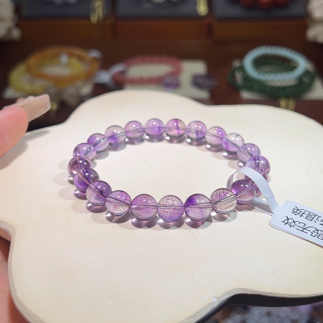 水晶手串未镶嵌S****r紫红超七