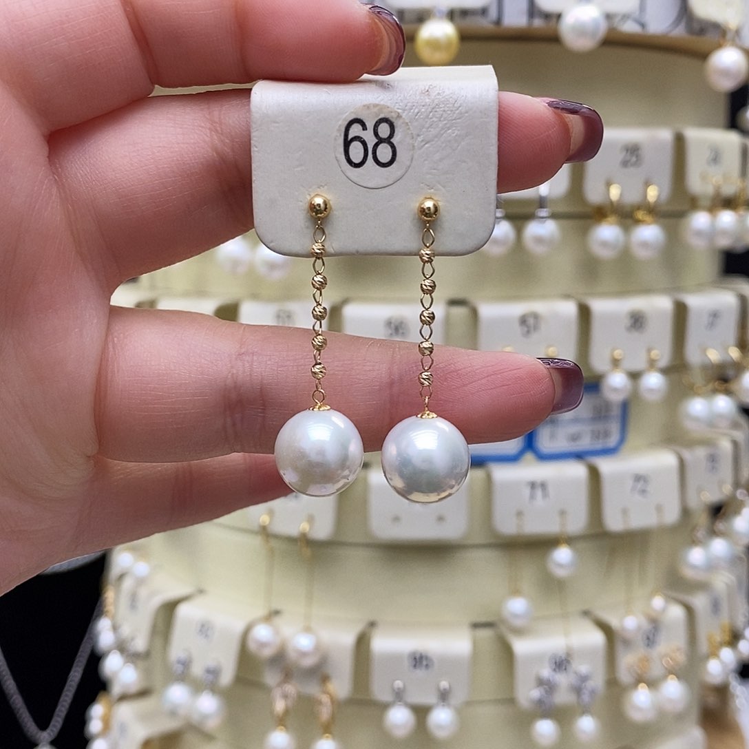 淡水珍珠耳饰18K金镶嵌