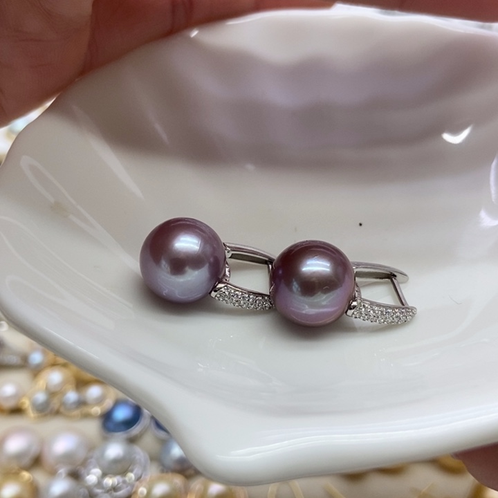 淡水珍珠耳饰银S925镶嵌