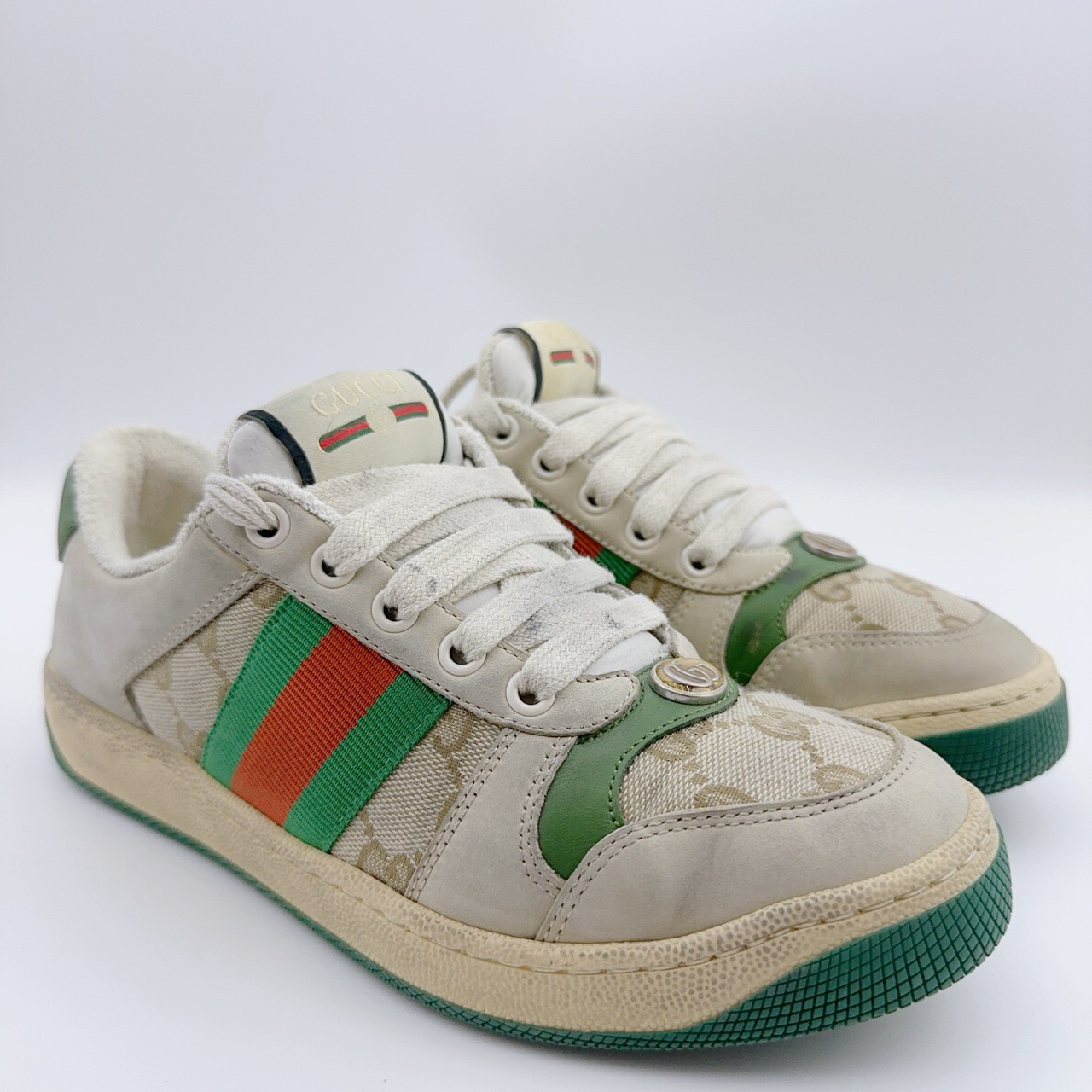 95新 GUCCI/古驰 36.5码/经典绿色小脏鞋/00647