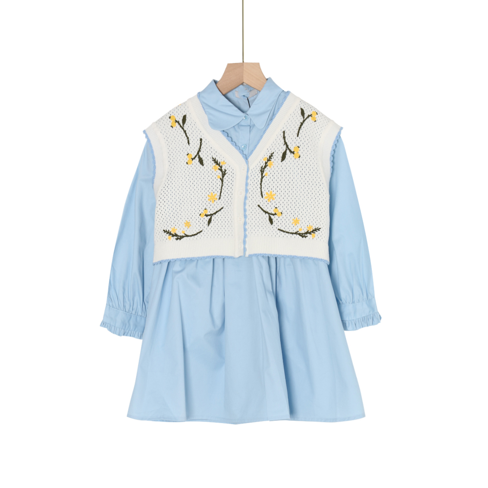 童装-针织马甲衬衫裙两件套MA273