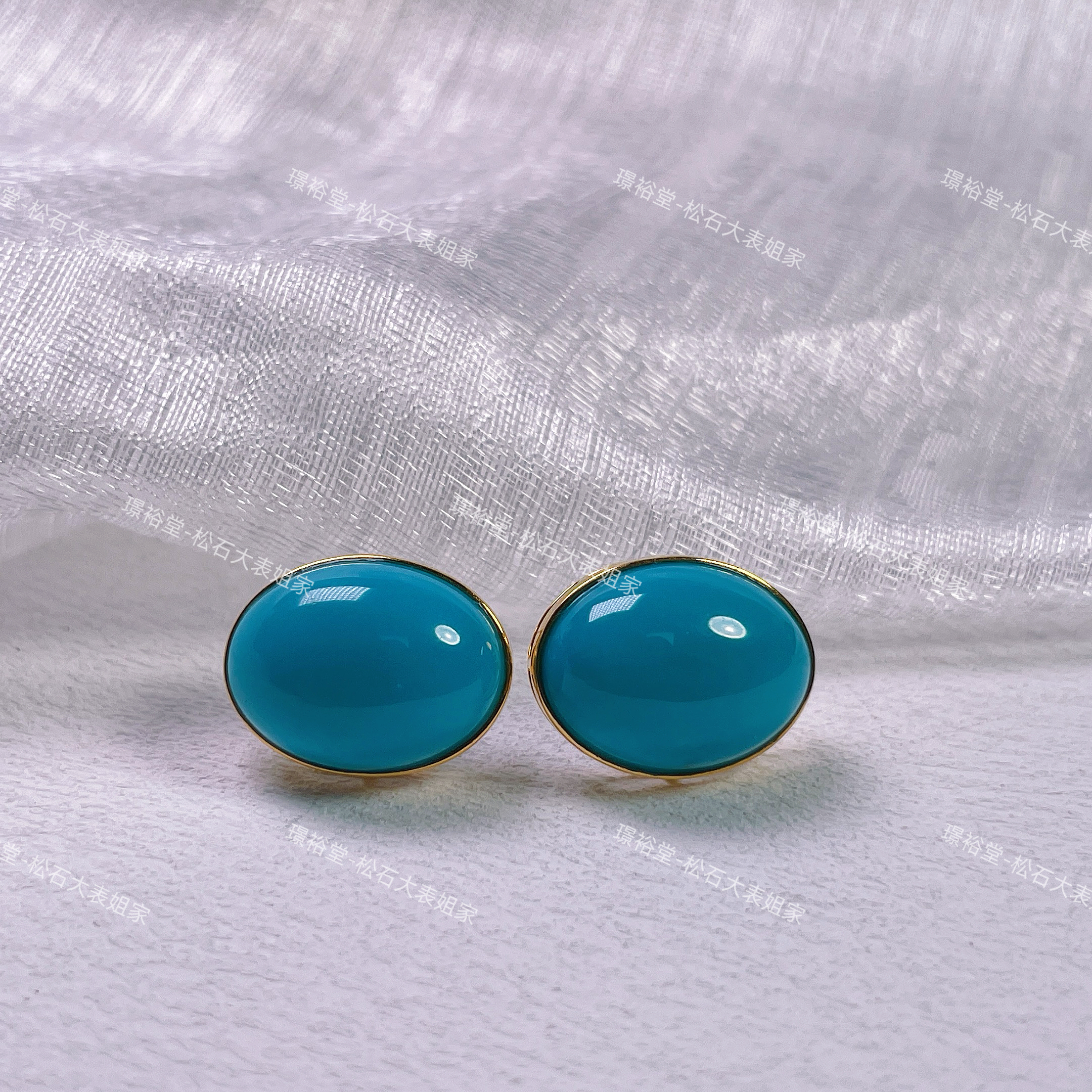【松石大表姐】绿松石耳钉18K金耳钩时尚个性高定设计