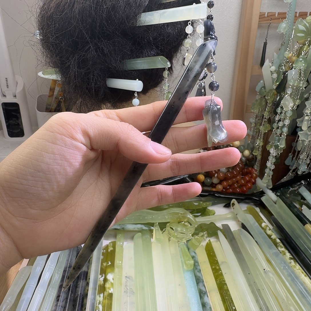 蛇纹石玉合金发饰