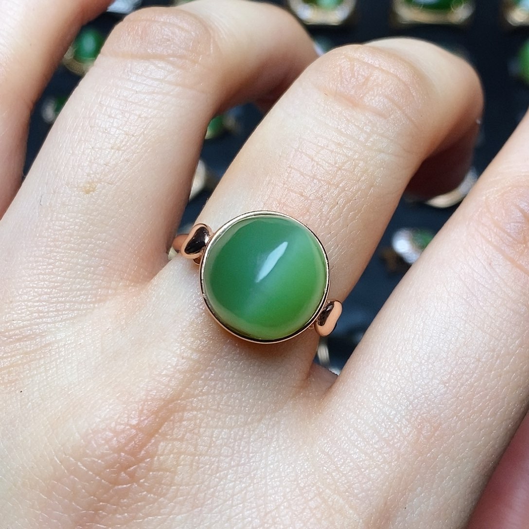 和田玉（碧玉）戒指银S925镶嵌