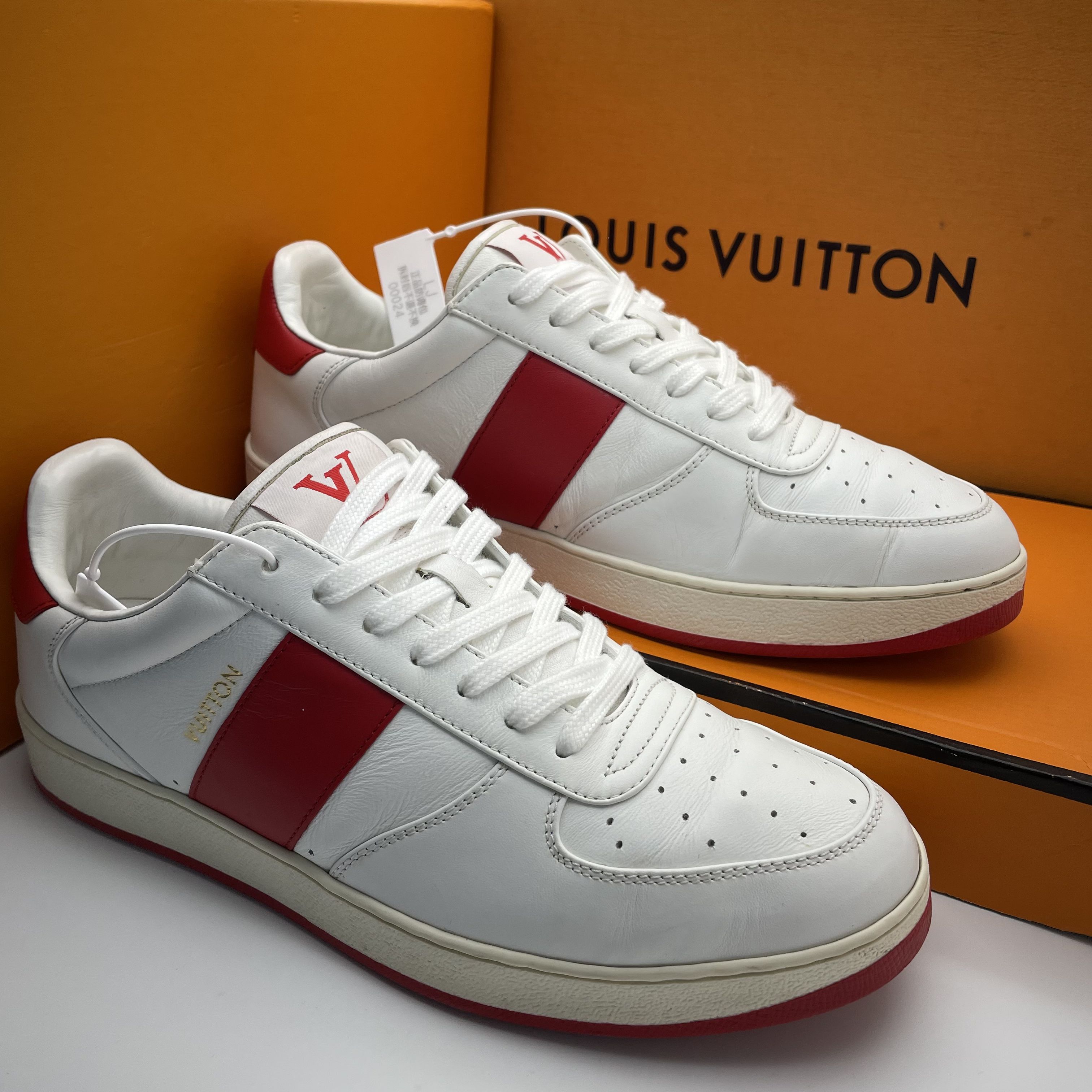 95新 LouisVuitton/路易威登 40欧码/红白拼色休闲时尚板鞋