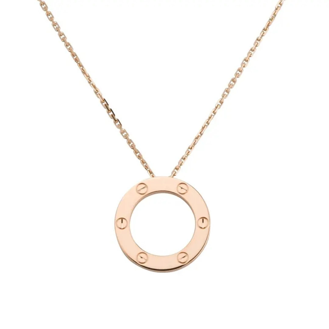 99新 Cartier/卡地亚 LOVE系列 18k金 无钻圆饼 大饼项链