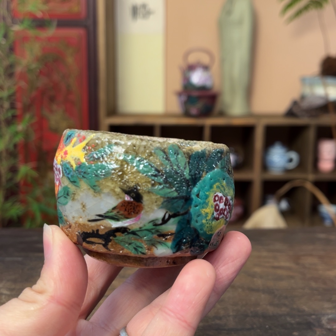 杯柴烧手工手绘陶瓷