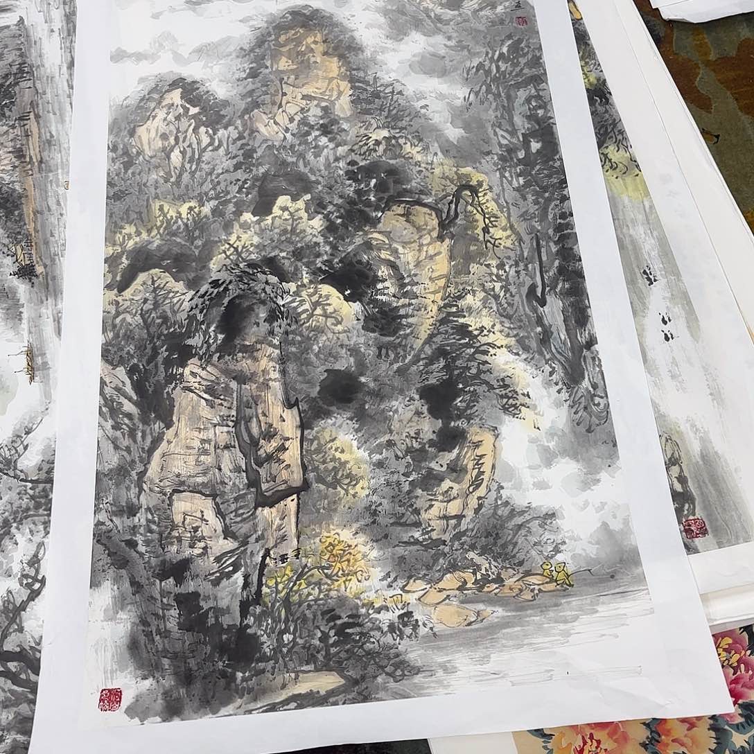 济***人国画贾述轩四尺童