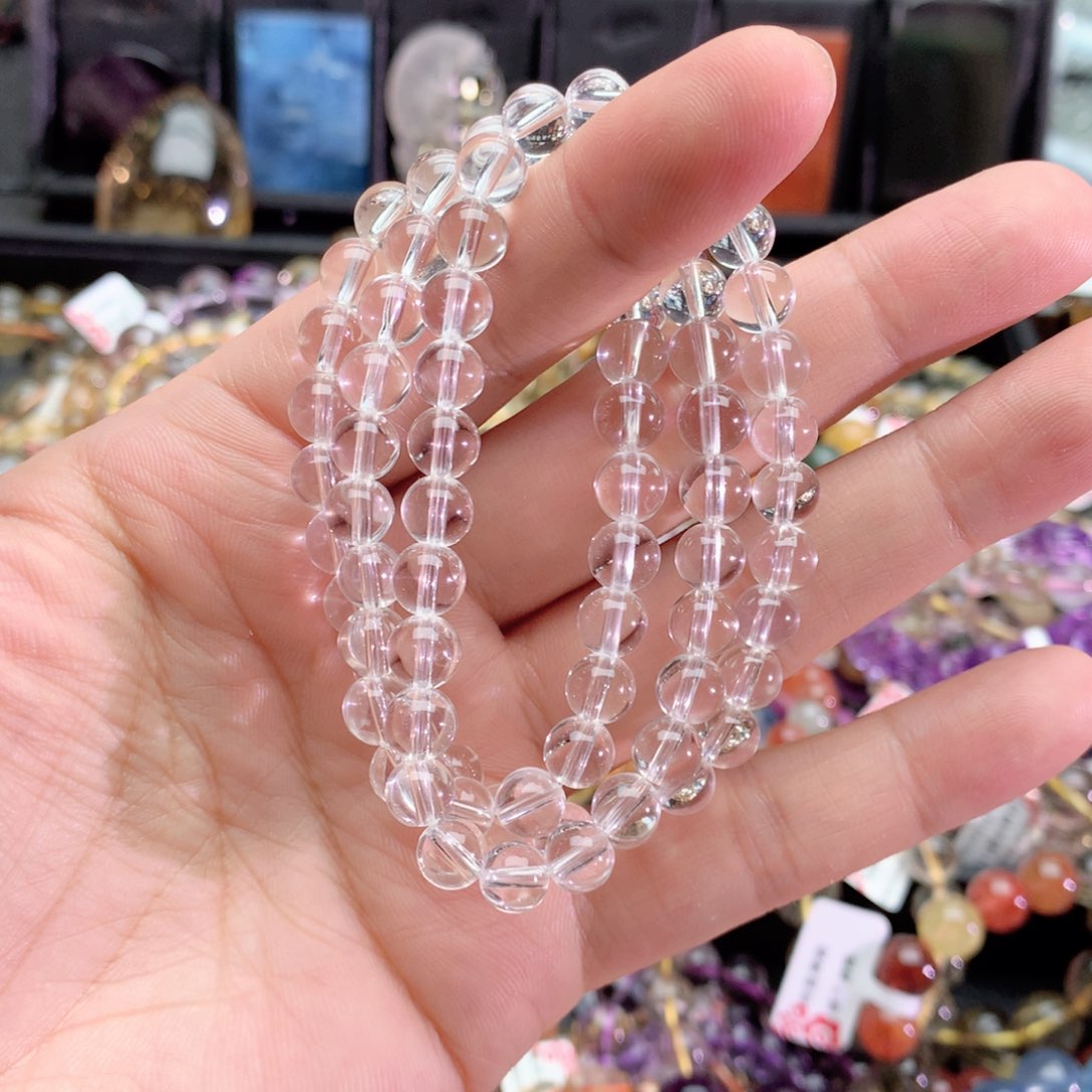 水晶手链未镶嵌欣**贝白水晶手链多圈7+