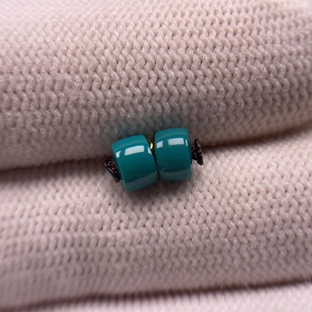 未镶嵌绿松石直切对珠5.6mm福利款AA537