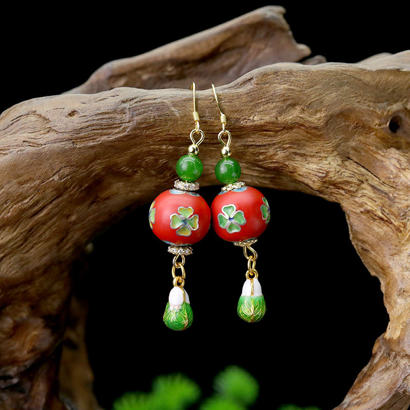 SE非遗技艺 景漆结合耳环 手工漆器Y