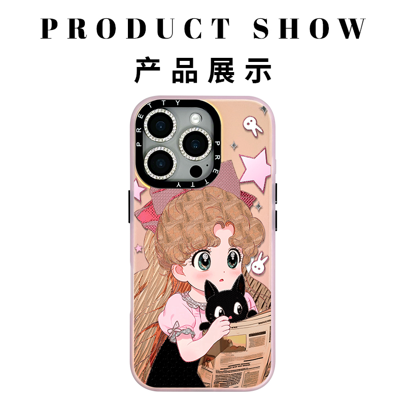 适用苹果iphone17promax 高级鎏金手机壳16/15/14可爱美少女