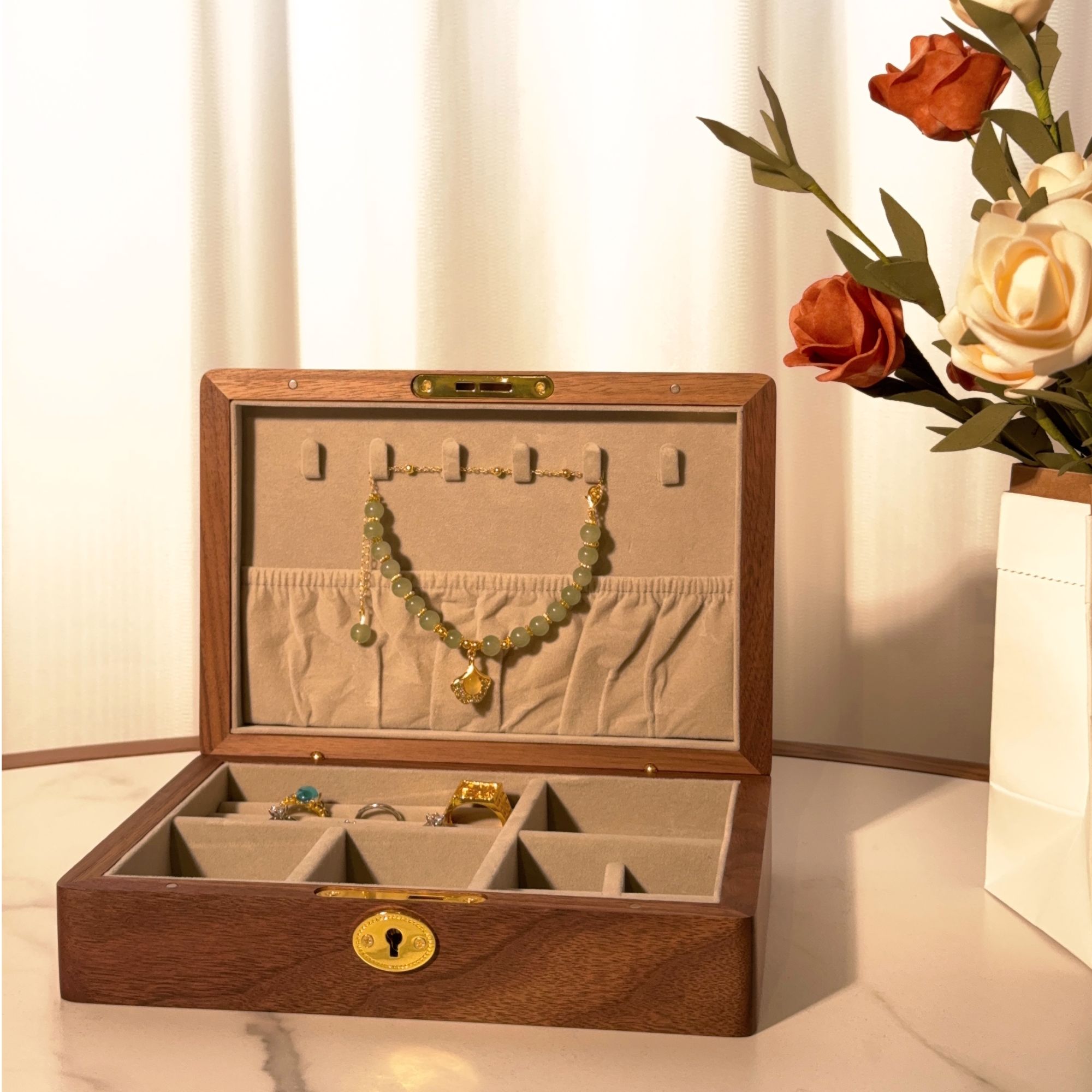 首饰盒/箱 耳钉国风耳饰收纳首饰收纳大容量桌面收纳盒收纳手饰