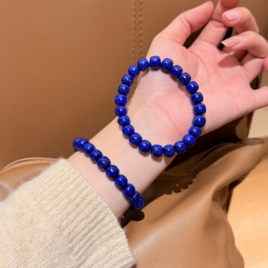 晶挖挖天然老矿青金石老型珠手串手链时尚（3585）多样性发其一