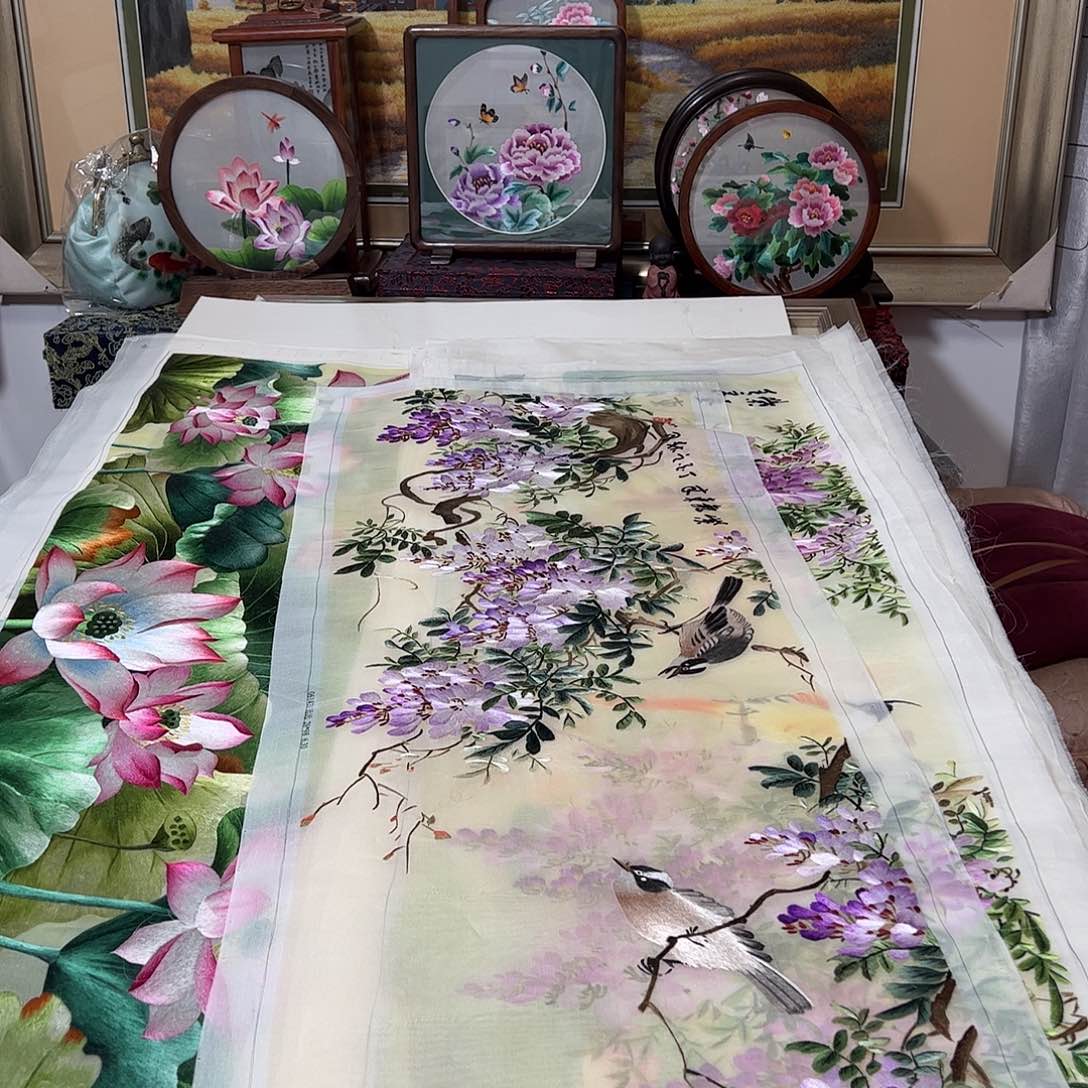 刺绣香**叶纯手工刺绣画
