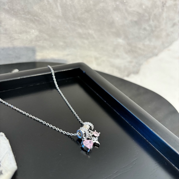 铜合金项链 粉爱心星芒项链XL3407