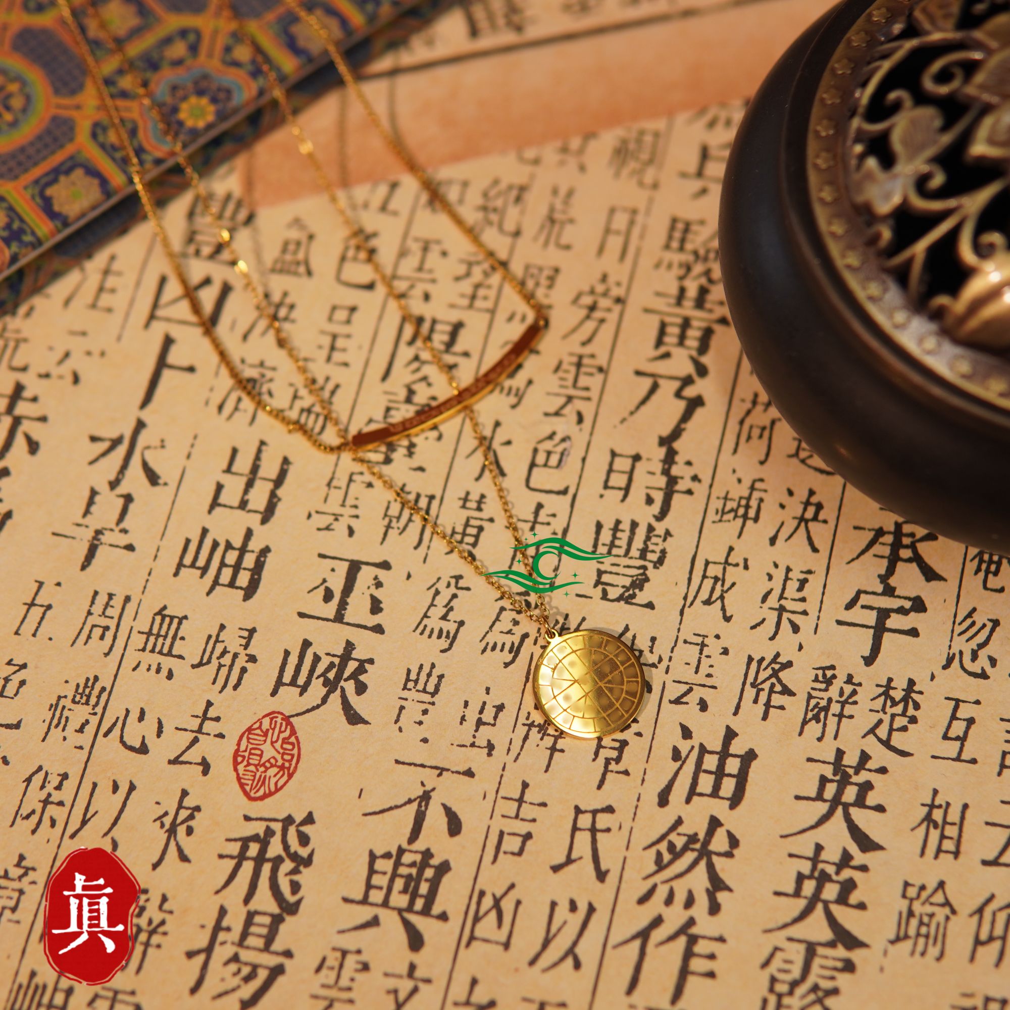 钛钢项链 反转盘璎珞假两条项链时尚简约项链 星