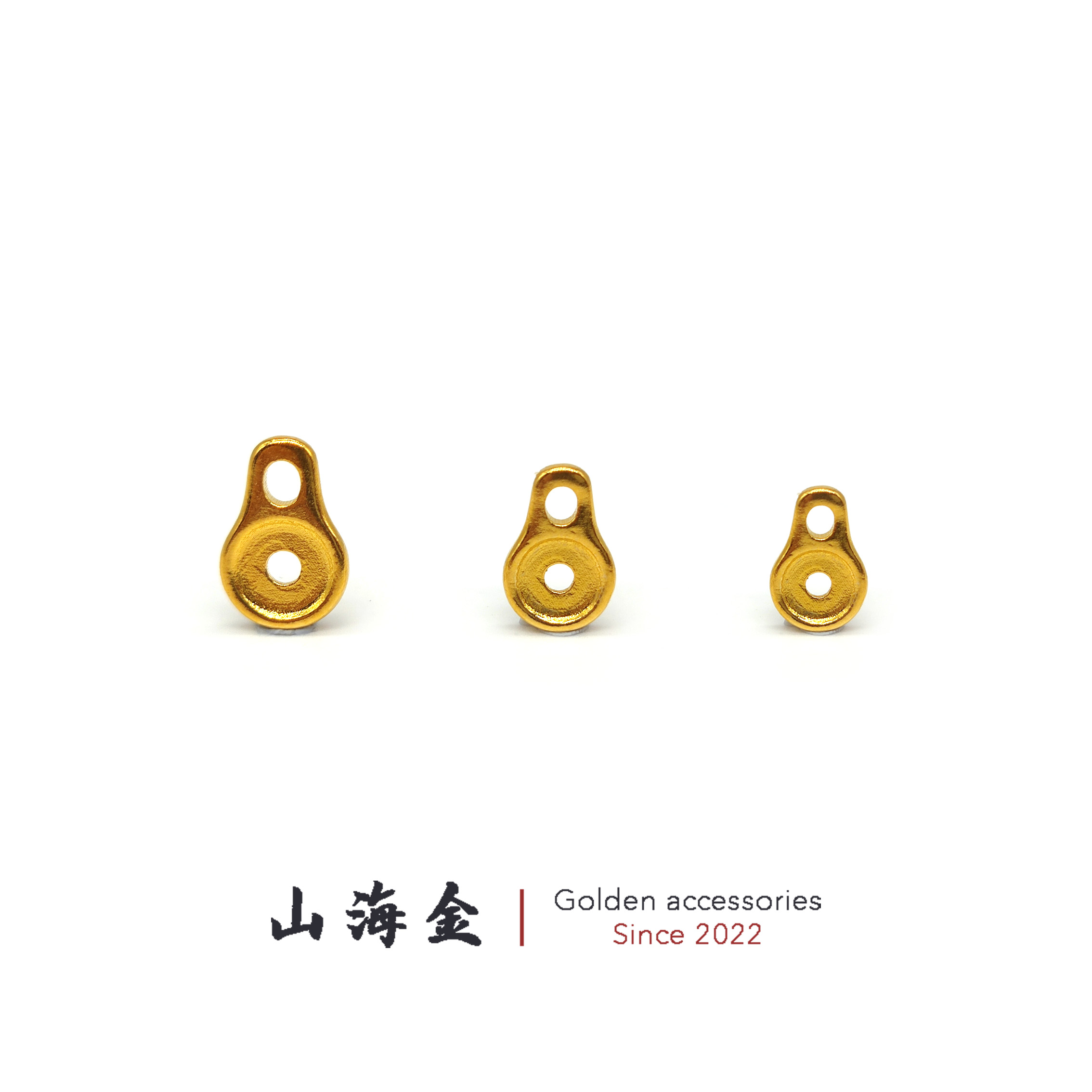 山海金 24K黄金999足金内凹八字扣侧挂衔接环卡子文玩DIY配饰